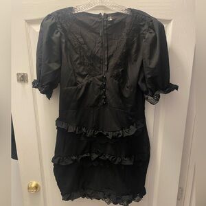 ChicMe Black Ruffle Mini Dress New